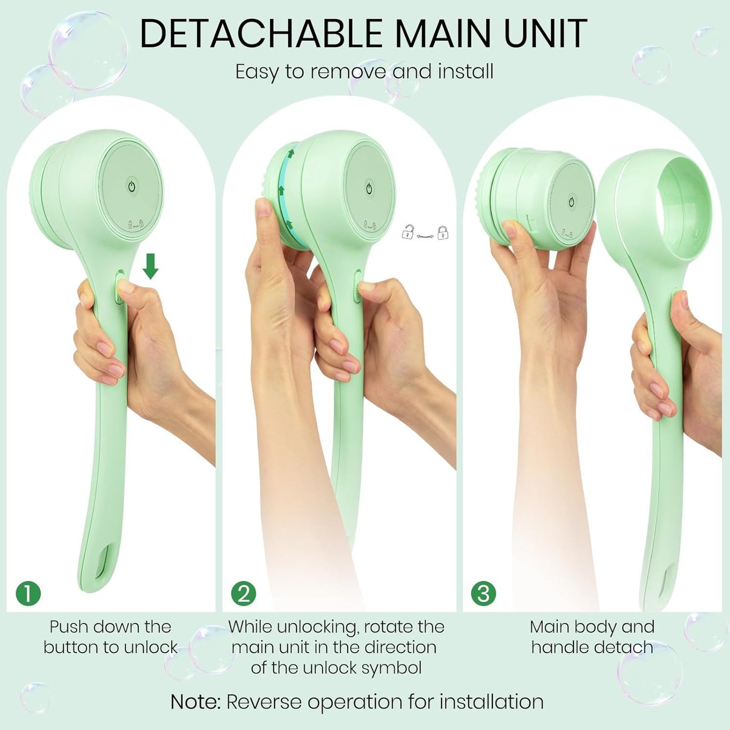 Electric Body Brush for Back and Shower | Deep Cleansing & Massage Scrubber