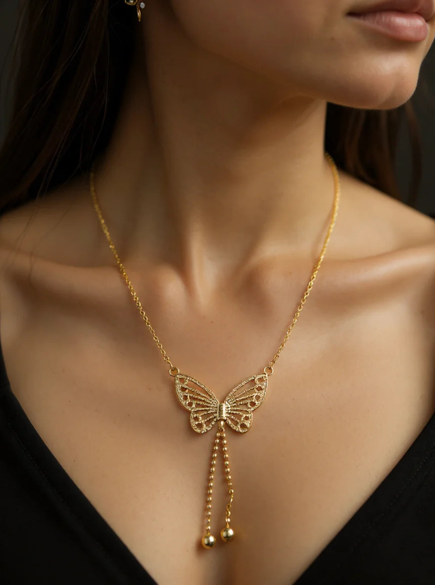 Gold Plated Butterfly Necklace