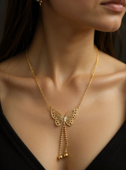 Gold Plated Butterfly Necklace