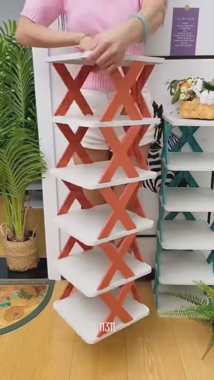 X-Shaped Shoe Rack | Space-Saving Foldable Shoe Organizer